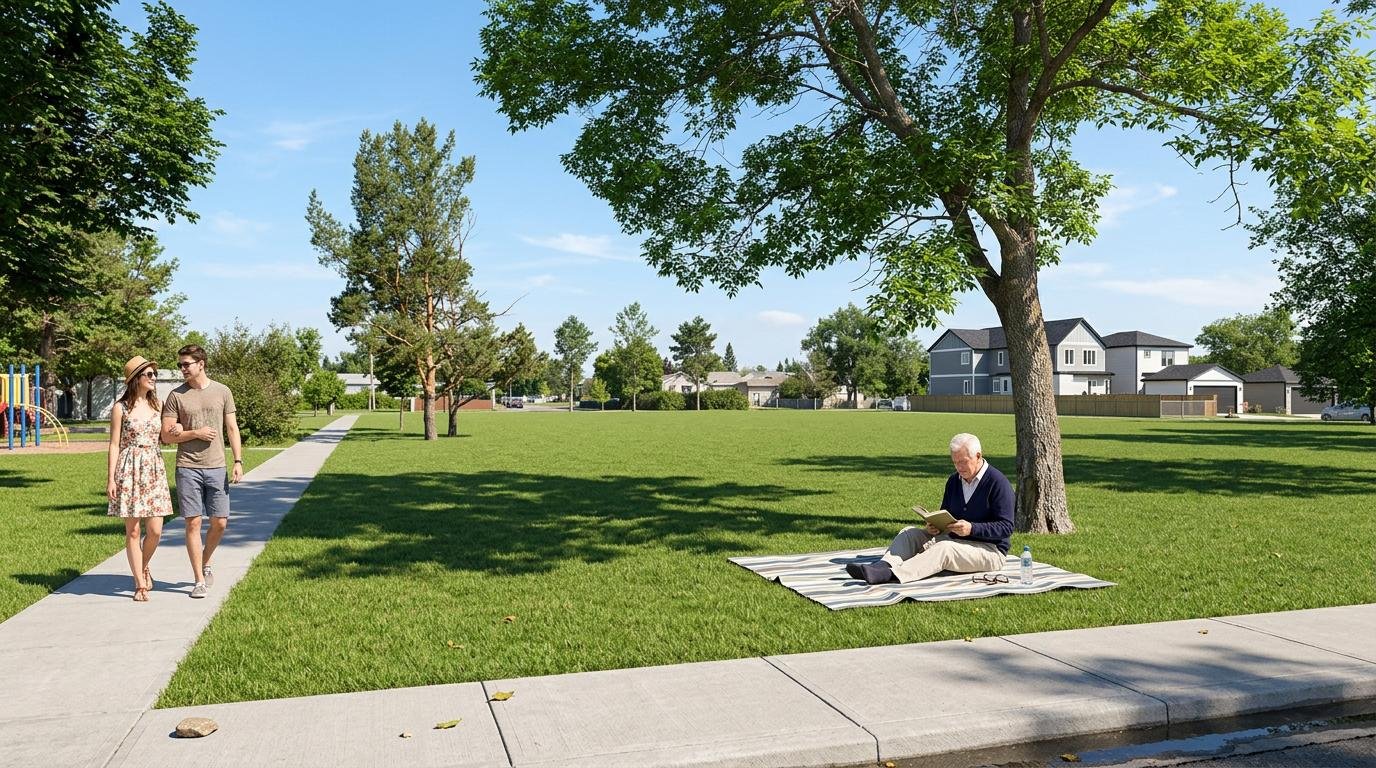 Park and walking path near the Humber Station community